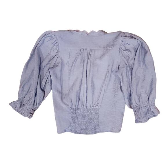 Prairiecore Top Puffy Sleeve Lace Boho Fifty Street Blue Shirt Small 214 - Picture 2 of 5